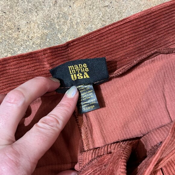 RARE Nooworks High-waisted Wide-leg Cropped Terracotta-colored Corduroy Pants - Picture 4 of 5